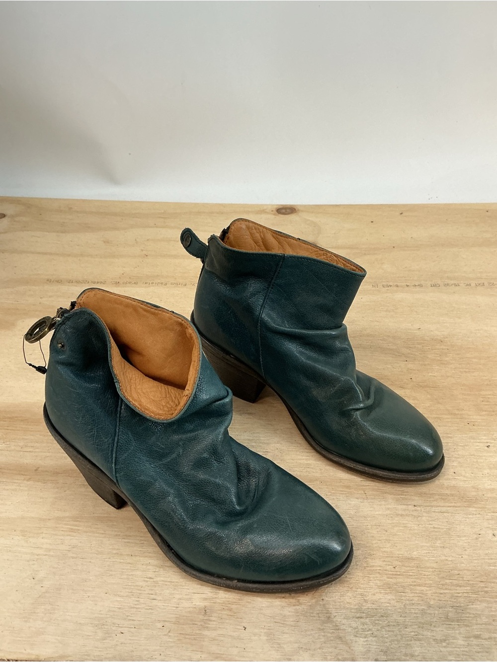 Fiorentini & Baker Teal Leather Ankle Boots Size 35